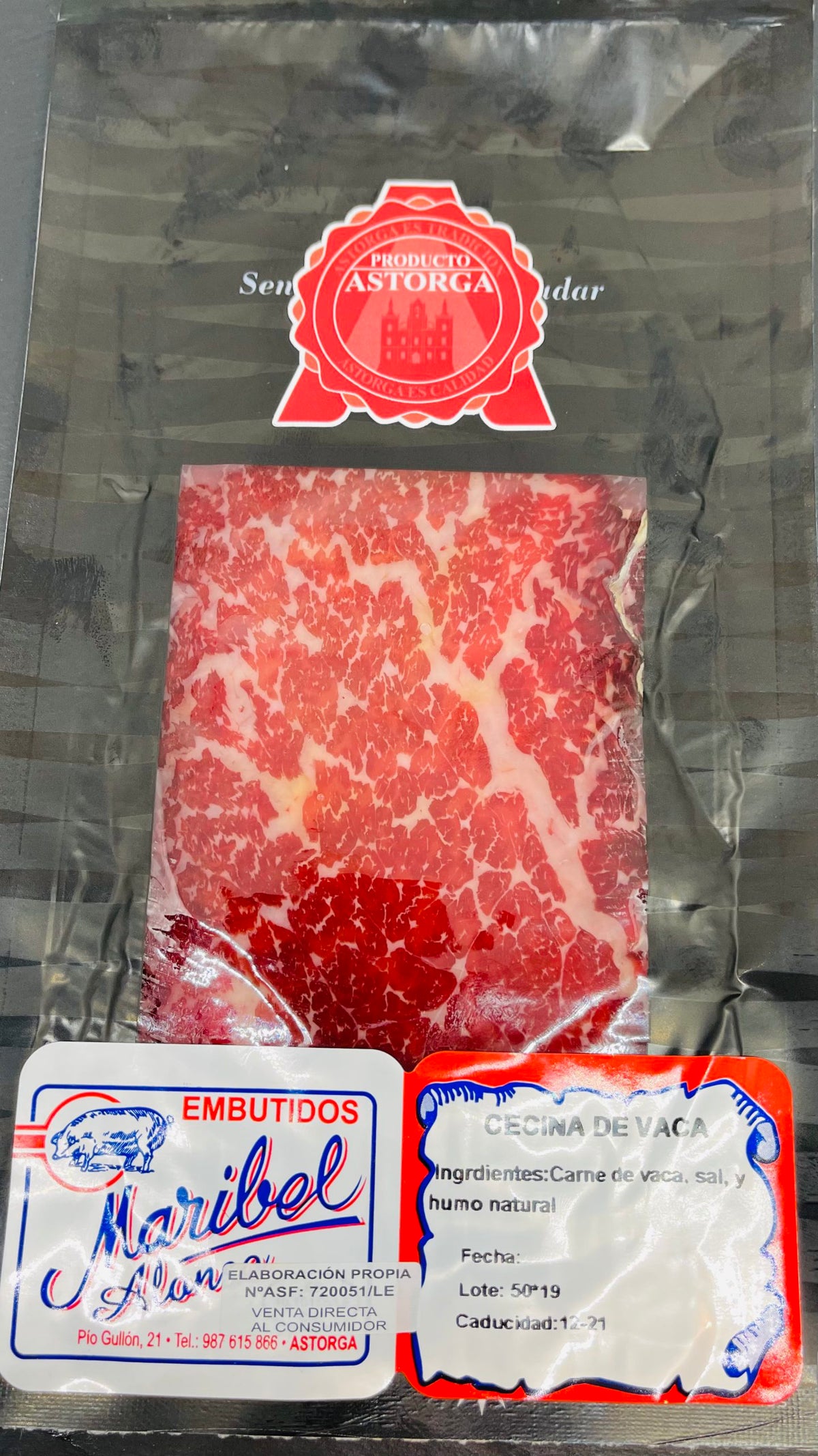 Cecina ahumada de vaca en lonchas al vacío 100gr