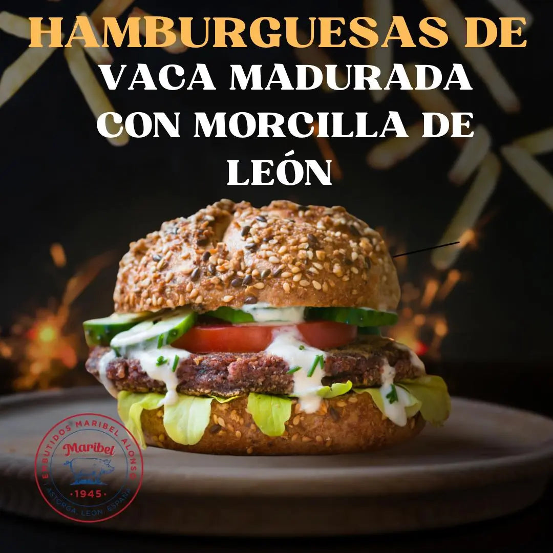 HAMBURGUESA DE VACA MADURADA CON MORCILLA DE LEÓN. 120gr/uni
