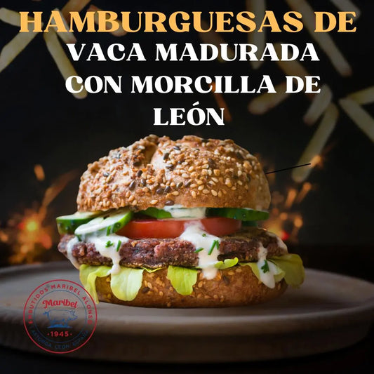 HAMBURGUESA DE VACA MADURADA CON MORCILLA DE LEÓN. 120gr/uni