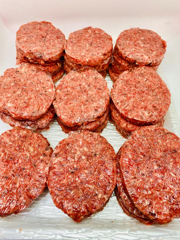 HAMBURGUESA VACA MADURADA CON CECINA. 120gr/uni